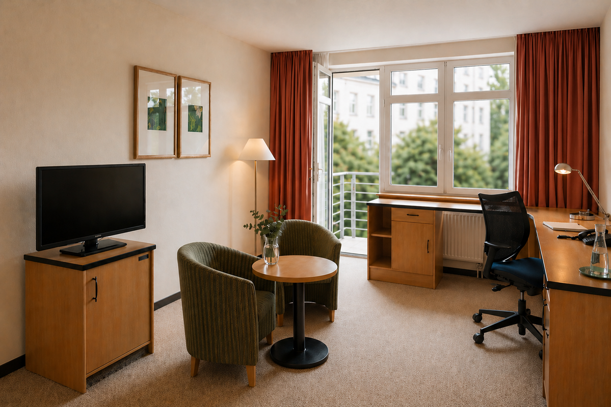 Modernes Zweibettzimmer im Gästehaus Am Weberplatz Dresden